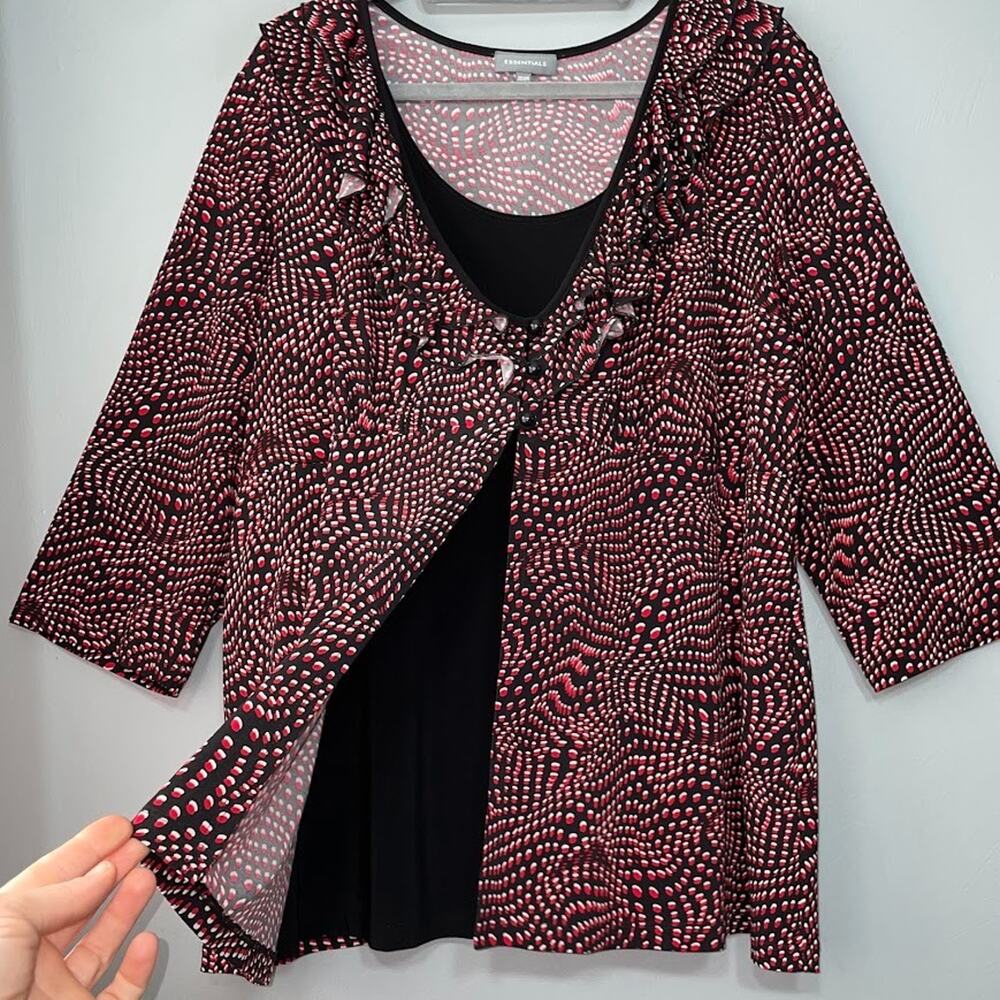 Essentials Y2K Layered Top Plus Size 22 24 Black Red Artsy Babydoll Geometric
